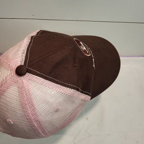John Deere Pink Brown Hat Snapback Baseball Vintage Cap Dad Trucker - Picture 7 of 12